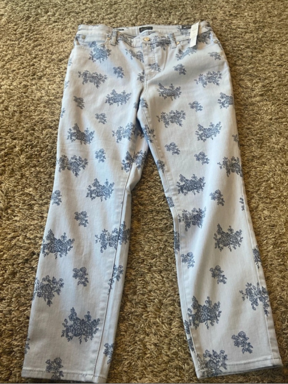 Talbots Light Blue Floral Slim Ankle Jeans